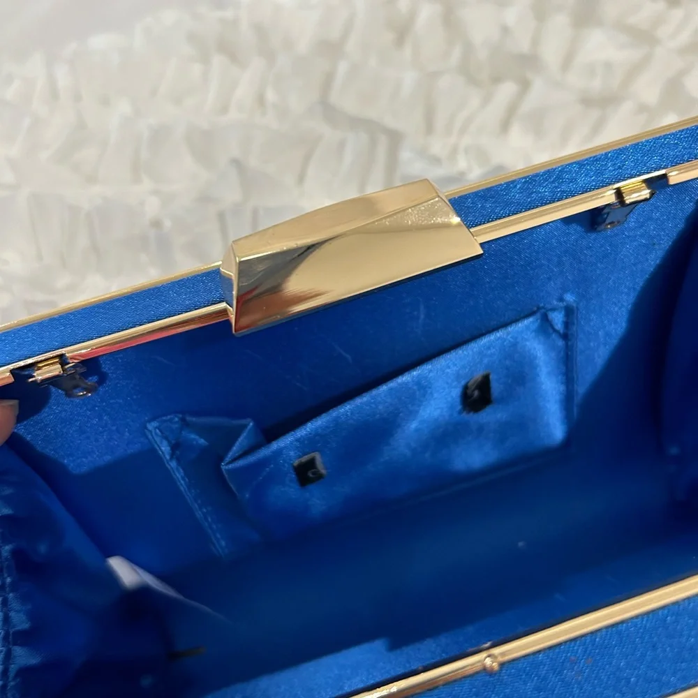 💥PRICE⬇️ Dressy - Blue & Gold Stud Clutch - Small - Picture 5 of 10